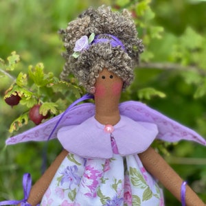 Gift for sister, mother, friend Decorative african american doll Tilda doll Angel with heart Decoration wall Doll small gift grandparents