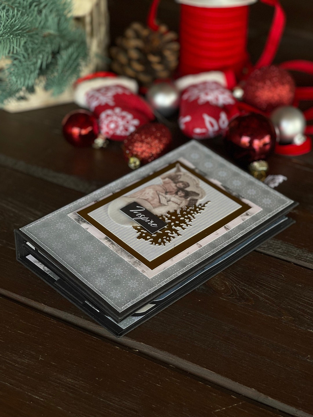 Christmas Mini Album Scrapbook Photo Album Winter Holidays Photo Album