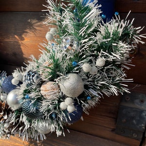 Hanukkah wreath Dark blue and silver wreath Christmas wreath Elegant Christmas wreath Home decor Gift front door wreath image 8