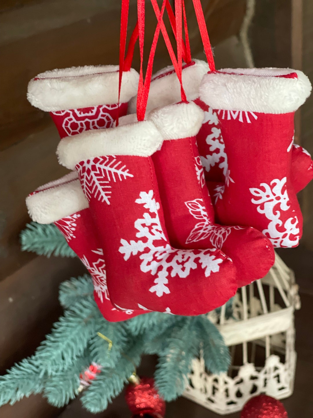 Santa Boots Boot Christmas Decor Set of 3/6/9 Ornaments Bowl Filler ...