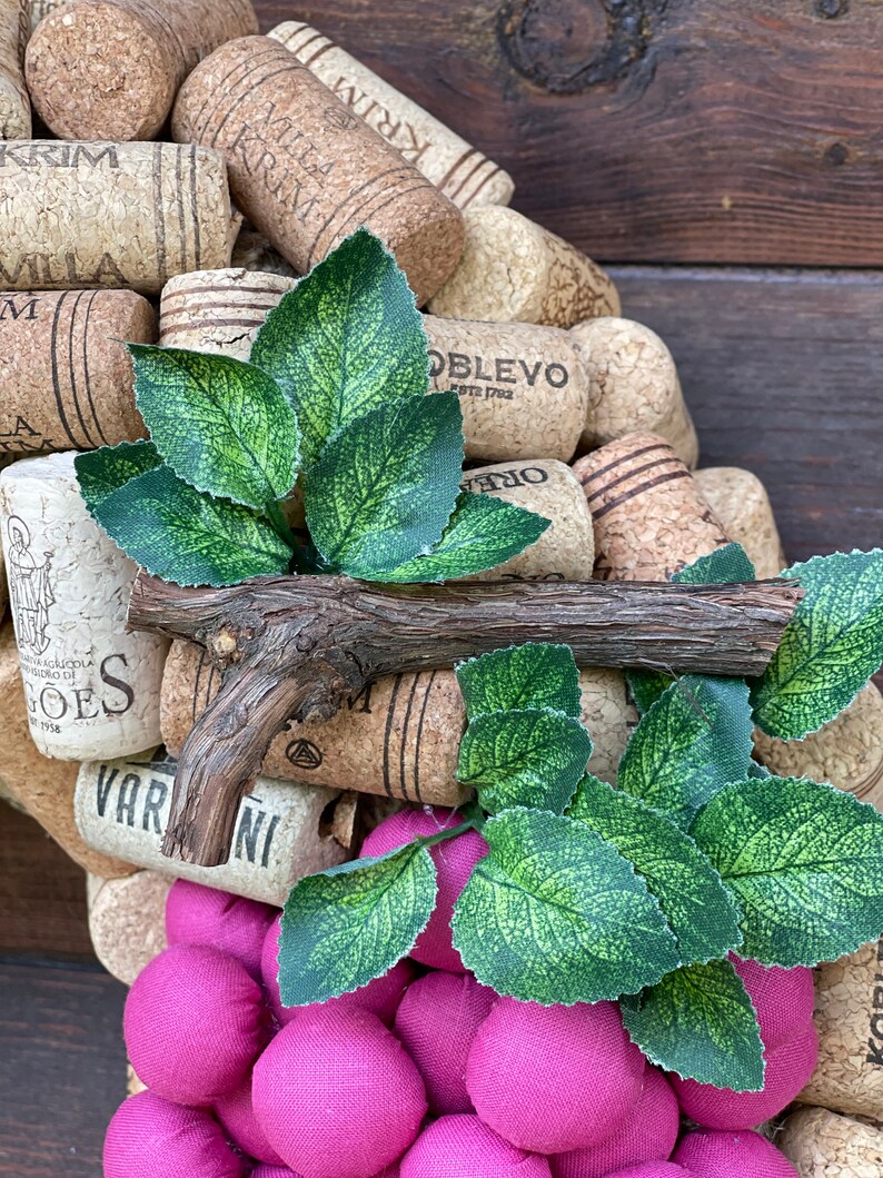 Cork Wreath Wine Cork Wreath With Grapes Eco Wreath Rustic Etsy