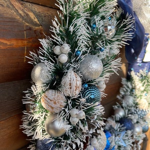 Hanukkah wreath Dark blue and silver wreath Christmas wreath Elegant Christmas wreath Home decor Gift front door wreath image 10