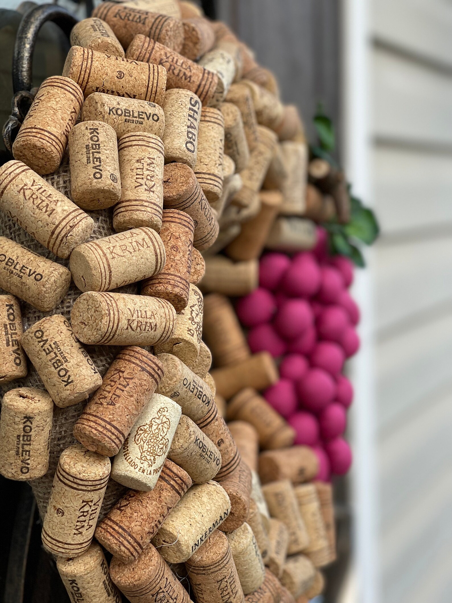 Cork Wreath Wine Cork Wreath With Grapes Eco Wreath Rustic Etsy