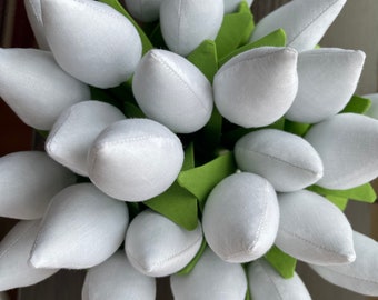 Tulips25 Wedding bouquet White tulips Fabric flowers Fabric tulips Bridesmaid Gift Mother's Day gift Easter decorations Spring Birthday gift