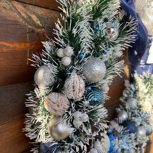 Hanukkah wreath Dark blue and silver wreath Christmas wreath Elegant Christmas wreath Home decor Gift front door wreath image 5