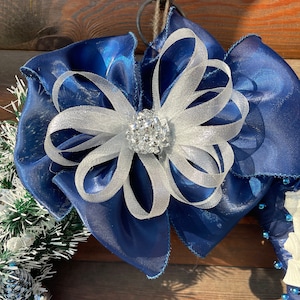 Hanukkah wreath Dark blue and silver wreath Christmas wreath Elegant Christmas wreath Home decor Gift front door wreath image 4