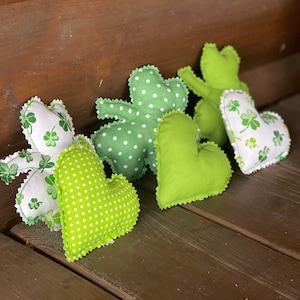 Set Patrick&#39;s сlover Patrick&#39;s heart Fabric shamrock bowl fillers Farmhouse St. Patrick&#39;s Day decor St. Patty&#39;s Day bowl filler Tiered tray