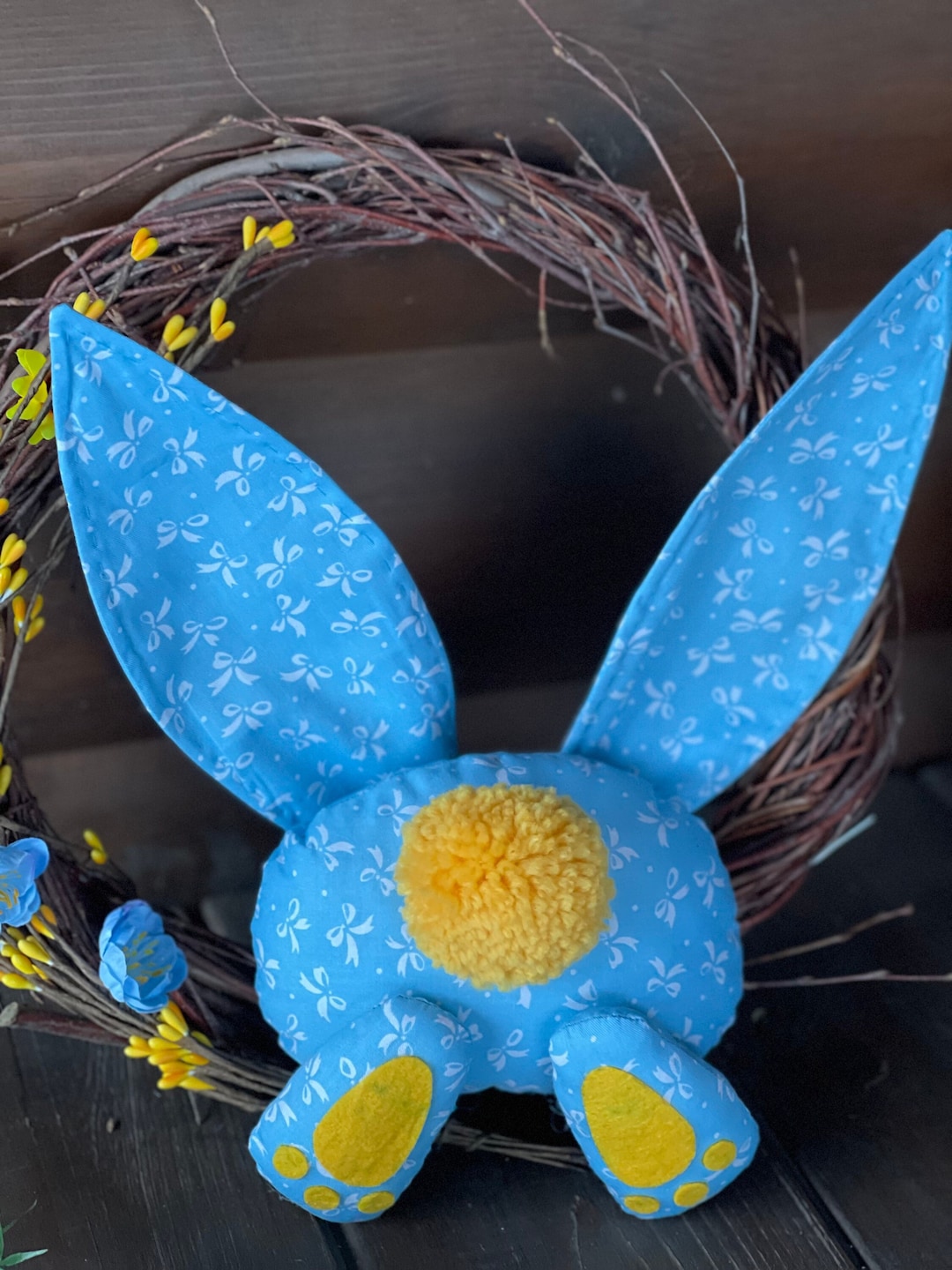 Bunny Butt Easter Bunny Butt and Ears for Wreath Sky-blue Rabbit Sky ...