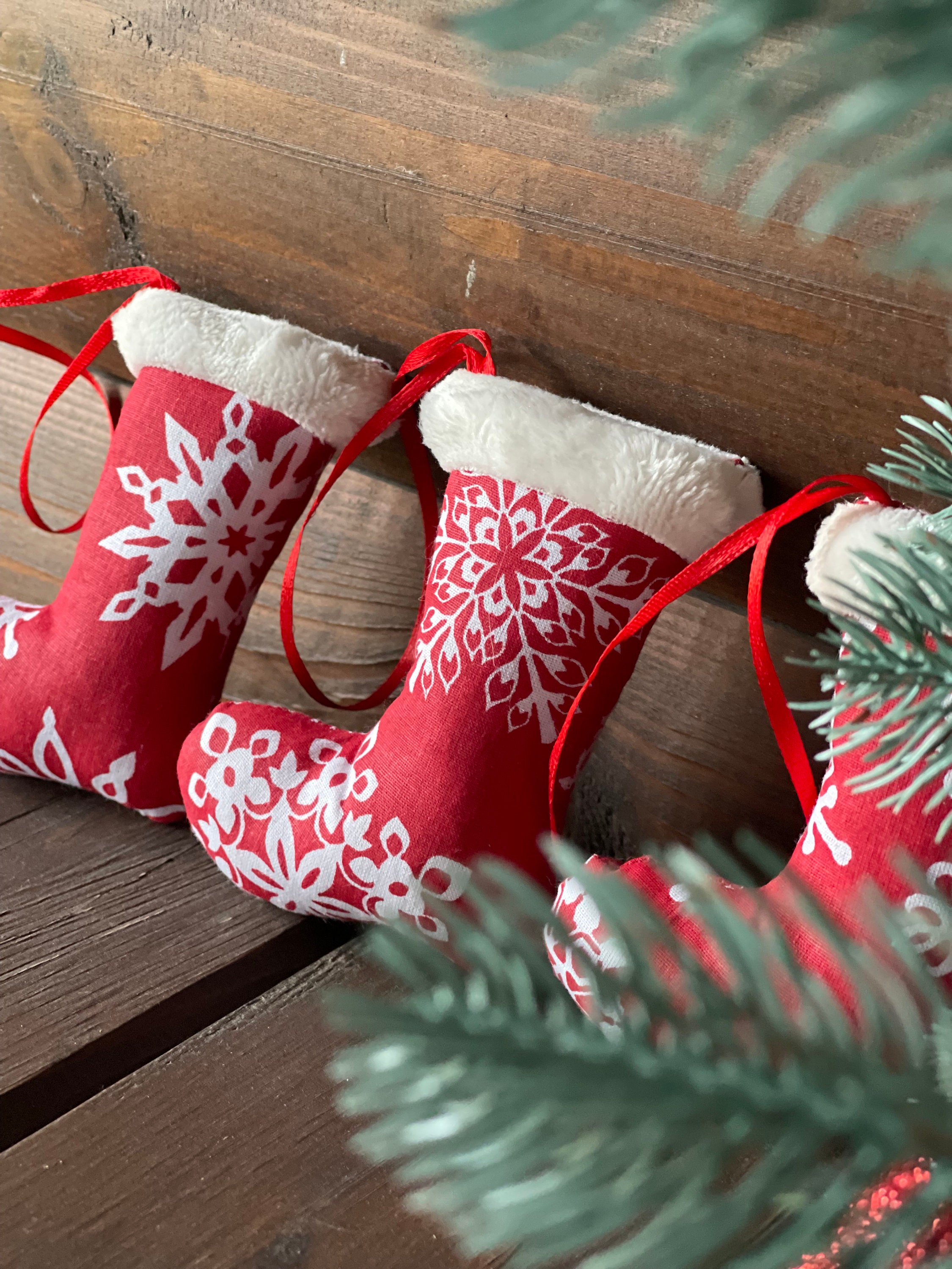 Santa Boots Boot Christmas Decor Set of 3/6/9 Ornaments Bowl