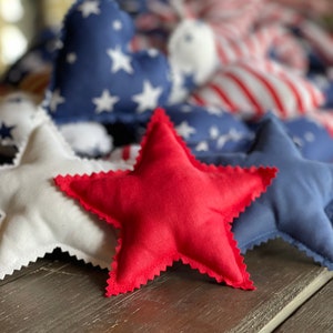 Set of 3 fabric stars Patriotic stars Stars bowl fillers Farmhouse decor Patriotic wreath decor Memorial Day decor 4th July Tier tray decor
