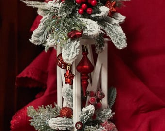 Handcrafted wooden Christmas lantern – Festive Holiday centerpiece Mantel decor Christmas house decor Holiday decorations Farmhouse decor
