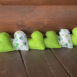 Patrick&#39;s heart Fabric bowl fillers Clover decor Farmhouse decor Fabric heart St. Patrick&#39;s Day decor St.Patty&#39;s Day bowl filler Tiered tray