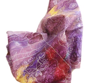 Hand-painted silk scarf, Silk scarf, gift for women,