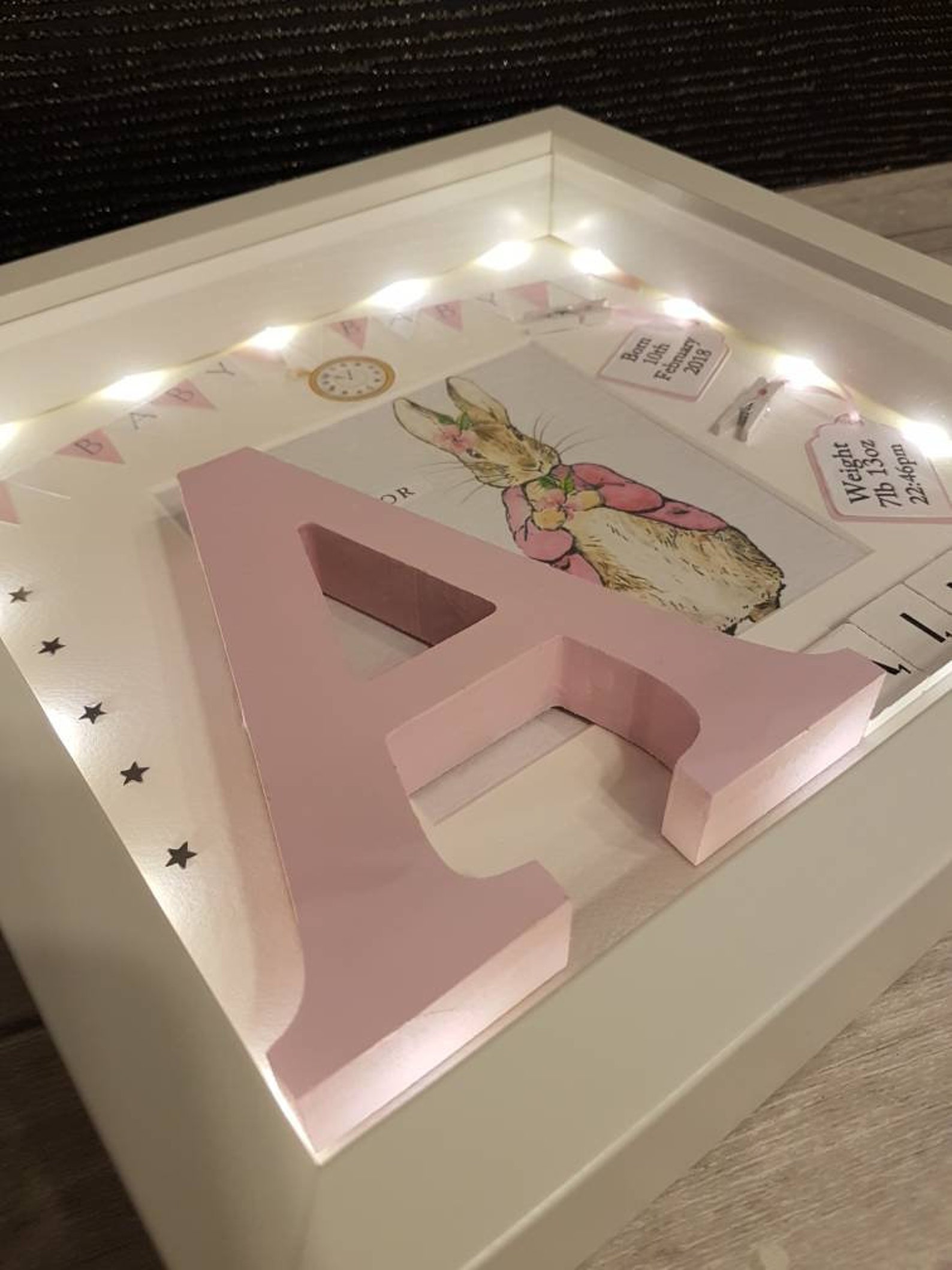 Light Up Box Frame Child Birthday Christening Baby Gift Etsy