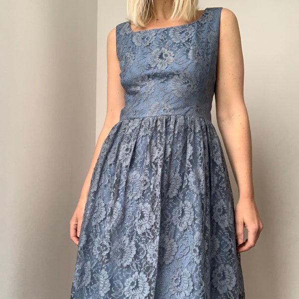 Blue Lace Dress - Etsy