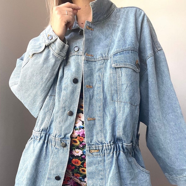 veste en jean vintage / surdimensionnée / parka / taille L