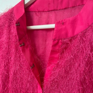 Vintage bright pink party dress / fluffy / soft / tinsel / festival dress / costume image 5