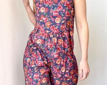 Vintage Laura Ashley floral romper / jumpsuit / 1980s / size S / cottagecore