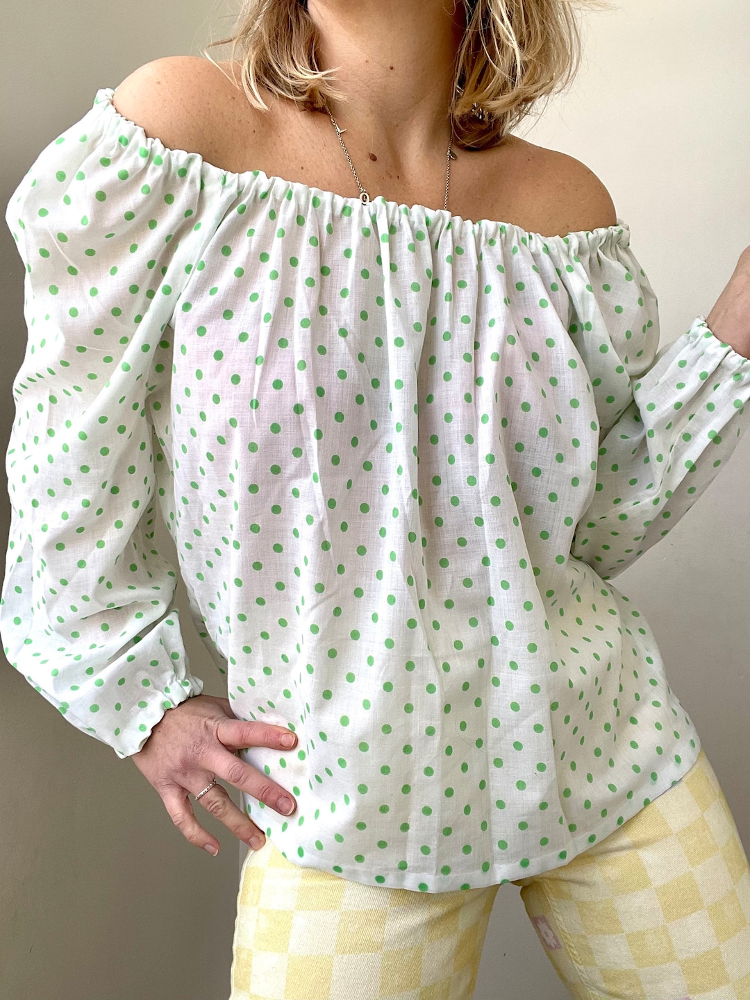 Vintage Green Polka Dot Off The Shoulder Top Bardot Top 1980s Etsy vintage-green-polka-dot-off-the-shoulder-top-bardot-top-1980s-etsy