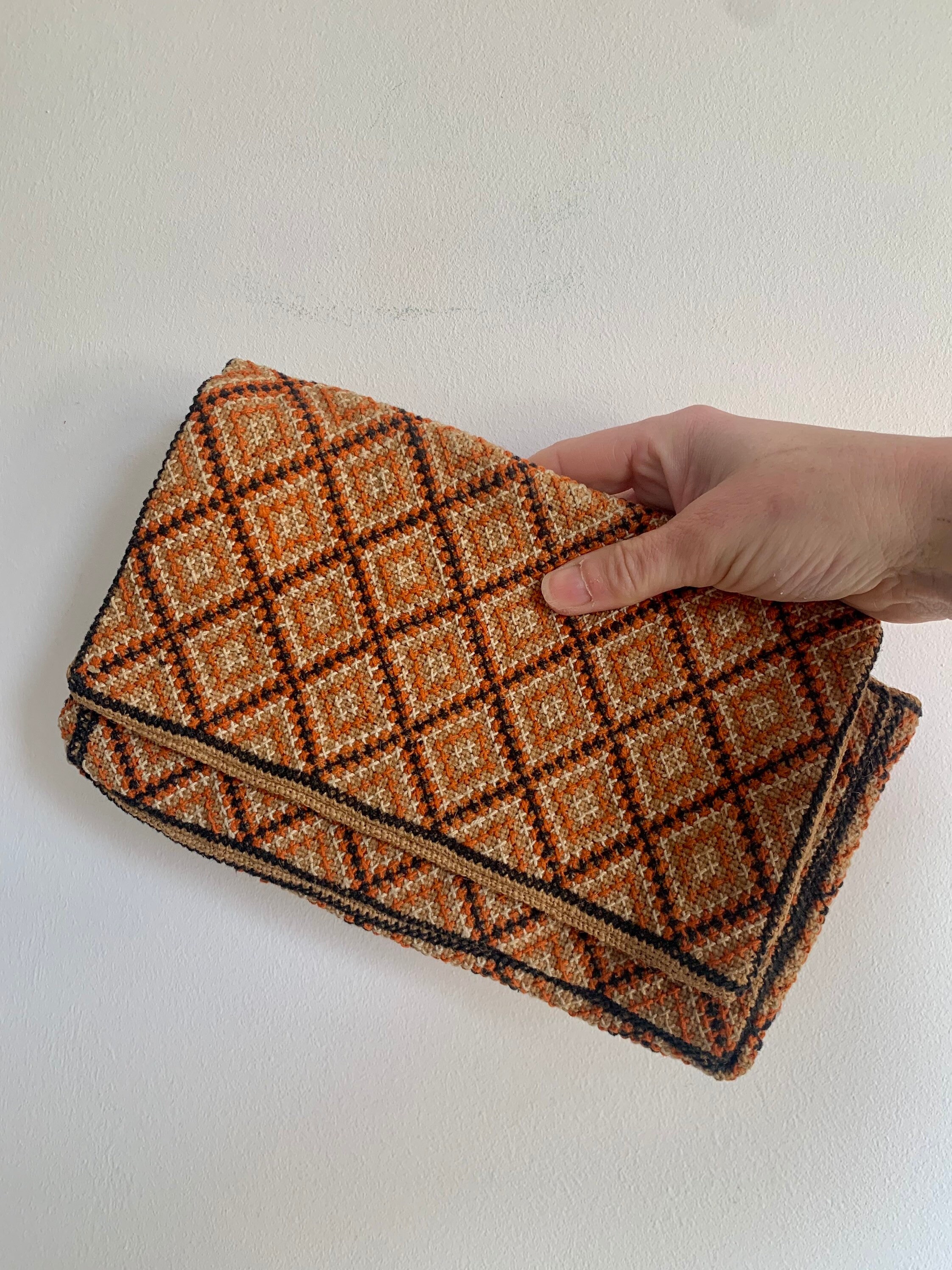 Vintage Cross Stitch Clutch Bag 1960s Hessian Etsy Canada