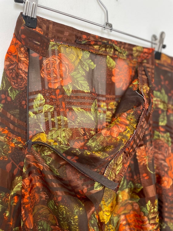 Vintage semi sheer check and floral maxi skirt / … - image 9