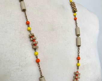 Vintage chain bead necklace / long / retro / 1960s