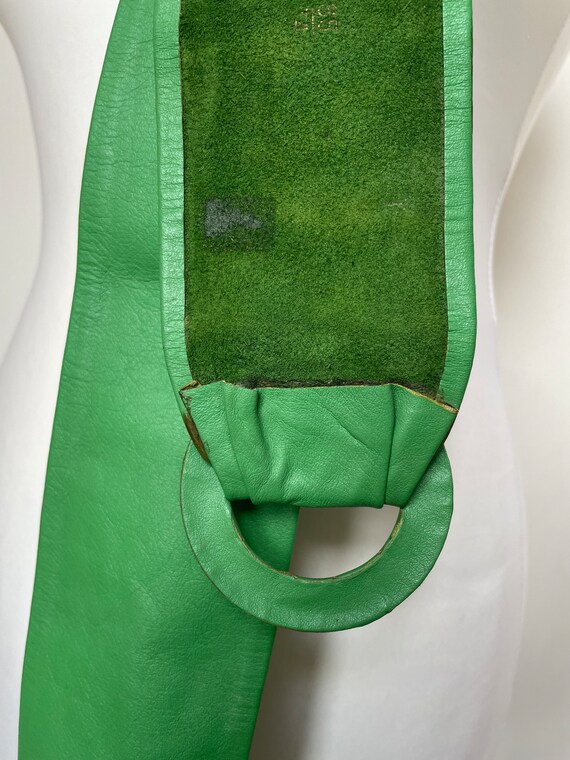 Vintage bright green Jaeger leather belt / sash /… - image 8