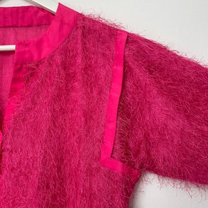 Vintage bright pink party dress / fluffy / soft / tinsel / festival dress / costume image 6