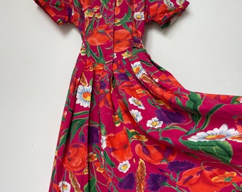 robe d'été à fleurs vintage des années 1980 / vintage pour enfants / Jeffrey Rogers Juniors