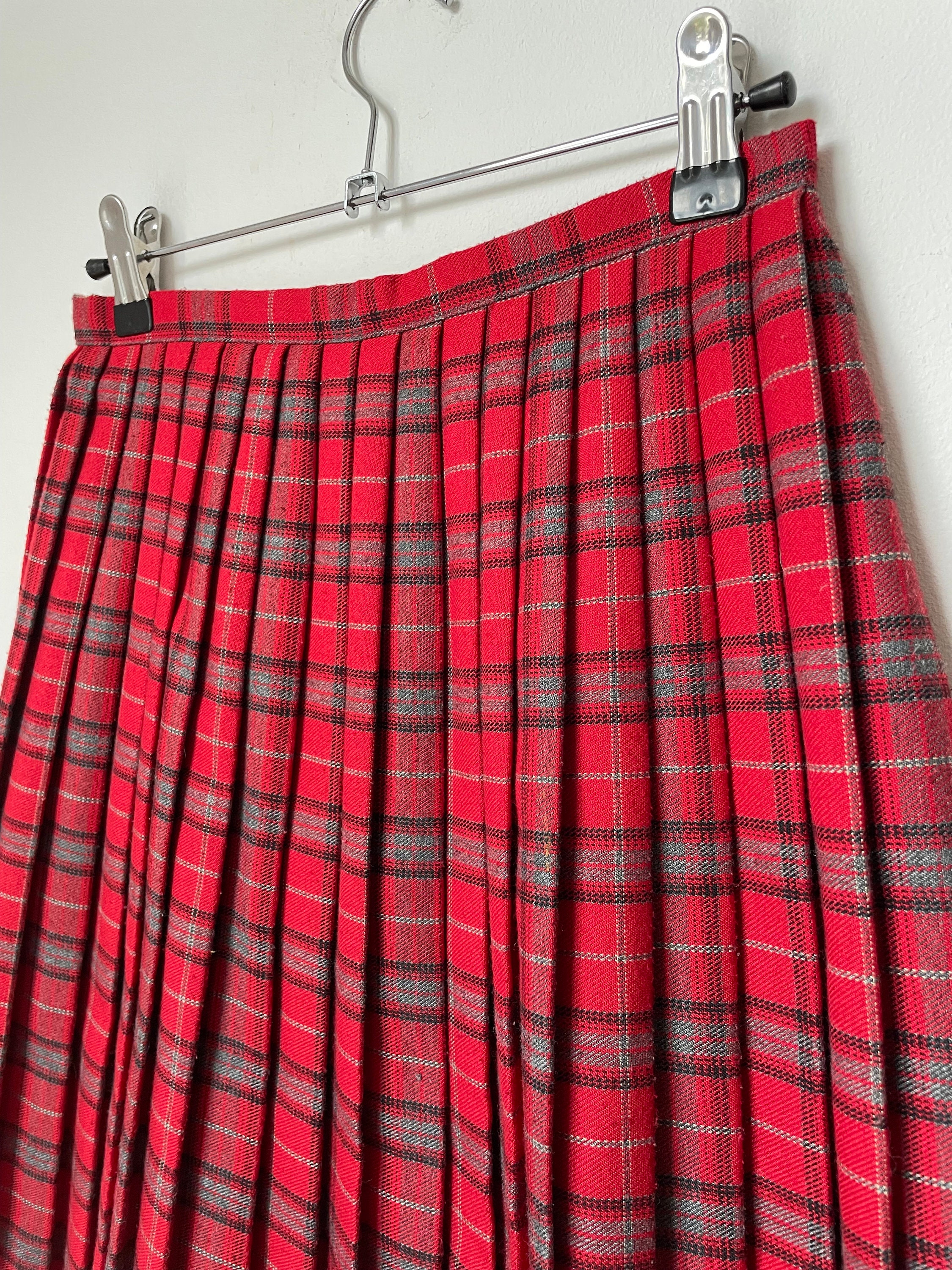 Vintage Dorothy Perkins 1980s Red Tartan Short Pleated Skirt UK8 10 Etsy