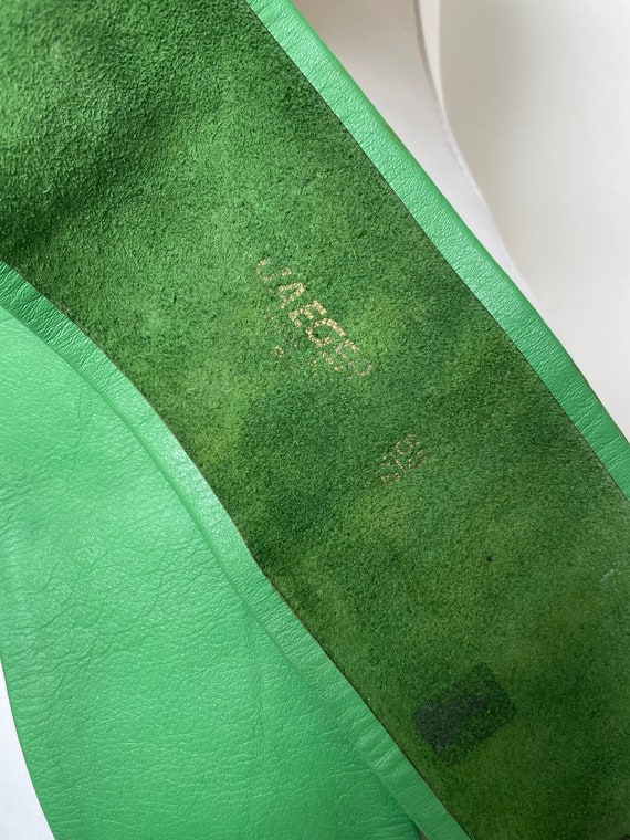 Vintage bright green Jaeger leather belt / sash /… - image 7