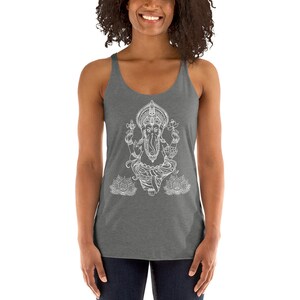 Ganesha Lotus Boho Tank Ganesha Shirt Yoga Tank Indian Shirt Women's Racerback Tank image 4