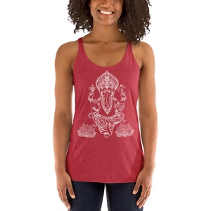 Ganesha Lotus Boho Tank Ganesha Shirt Yoga Tank Indian Shirt Women's Racerback Tank image 8