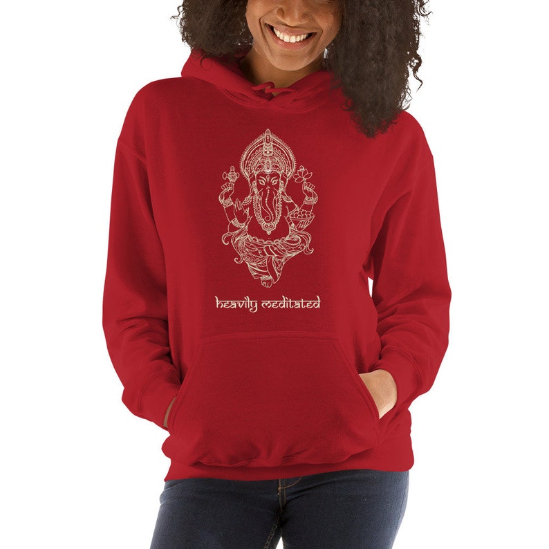 Heavily Meditated Hooded Sweatshirt, Om Yoga Hoodie, Ganesha Graphic Hoodie, Zen Meditation, Aesthetic Hoodie, Spiritual, Crewneck, Unisex image 2