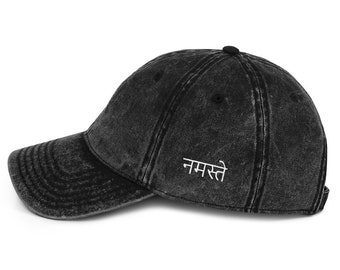 Namaste Vintage Cotton Cap - Side Embroidery - Namaste Cap - Yoga Cap - Yoga Fashion