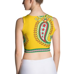 Indian crop top - Yoga Crop Top - Vibrant Indian Print - Back Details