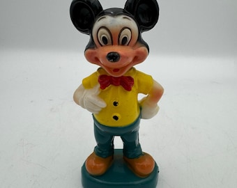 Vintage Walt Disney Mickey Mouse Figure 1960s Hard Plastic Toy Made in Hong Kong