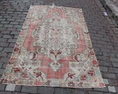 4x7 - 4 39 3 39 39 x7 39 0 39 39 ft, 213x131cm.free shipping,Turkısh handmade,vıntage carpet,Distressed oriental,decor,antique,interiors,beige pink rug art