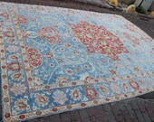 Antique flower design 9 39 1 39 39 x12 39 1 39 39 feet Turkish blue large patterned gorgeous tebriz carpet Distressed oriental interiors free shipping