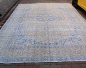 Antique patterned design 10 39 0 39 39 x13 39 6 39 39 feet Turkish gorgeous vintage carpet Distressed tebriz decor blue Abstract interiors free shipping