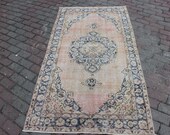 4x7 - 3 39 5 39 39 x6 39 6 39 39 ft,202x107 cm.free shipping, Turkısh handmade,vıntage carpet,Distressed oriental,decor,antique,interiors,blue,pink,art,rug