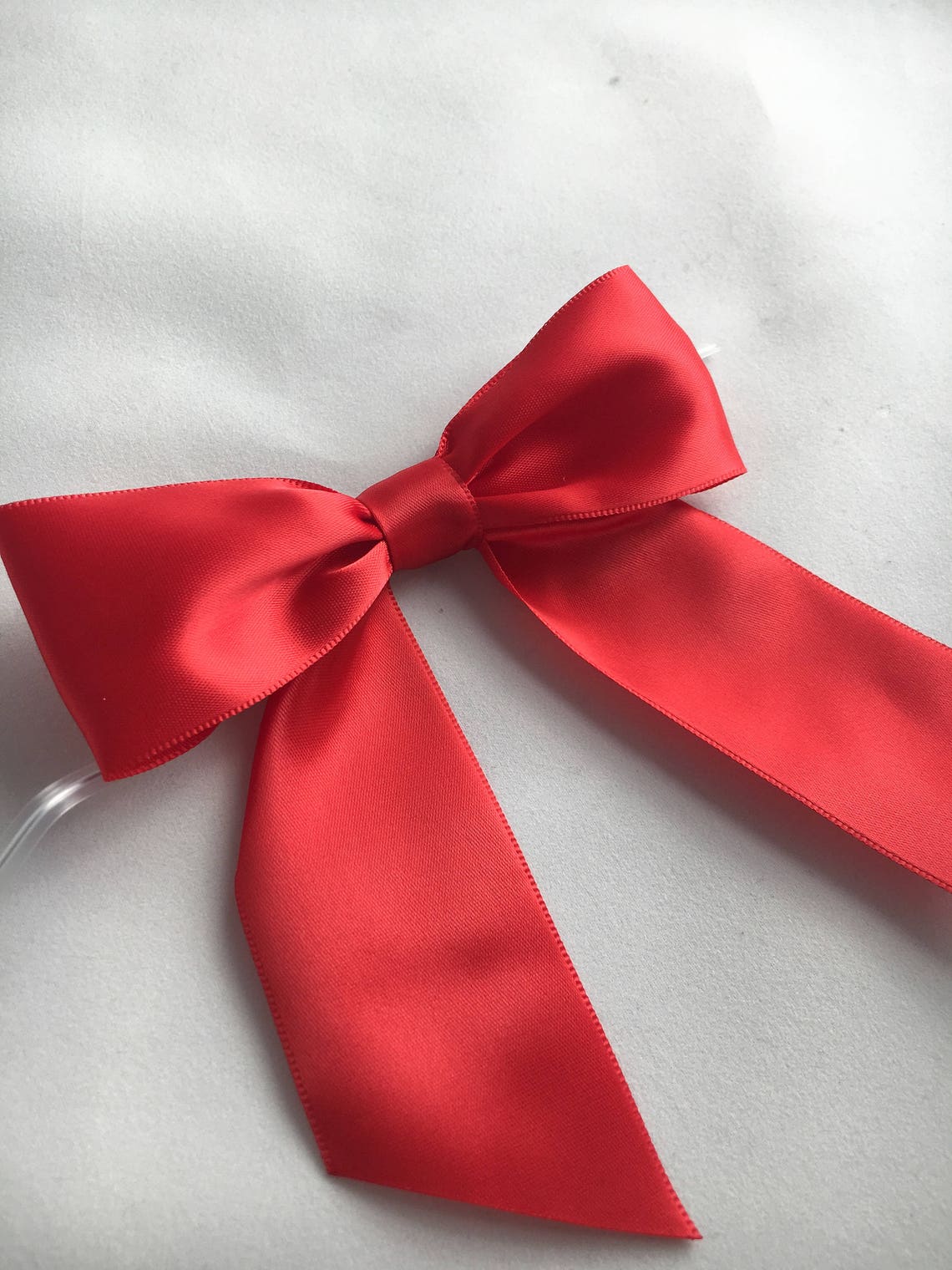 Red Satin Bow Twist Ties Pack of 5, Tree Bow, Goodie Bag Ties, Cookie Bag Ties, Bow for Balloon