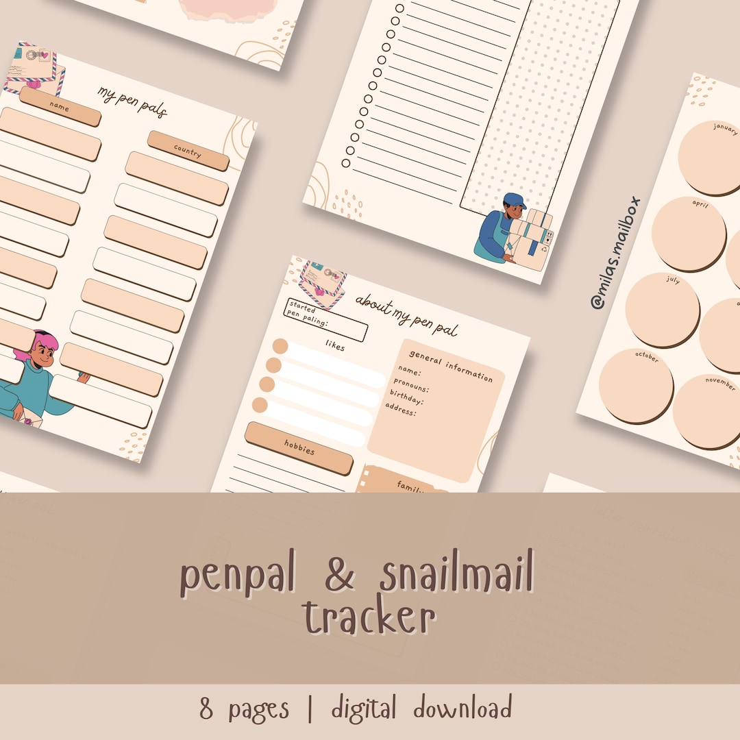 Printable Snailmail &amp; Pen Pal Tracker - Etsy
