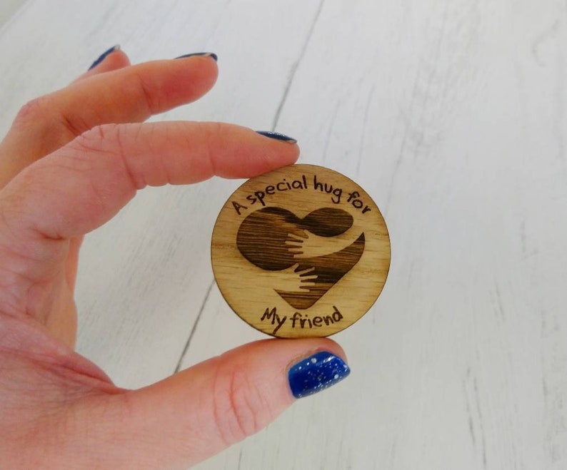 Personalised wooden pocket hug token with gift note perfect Etsy