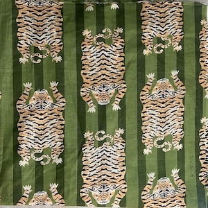Pastel Dark Green, Light Brown, Vermilion Black Indian Hand Block Printed 100% Pure Cotton Cloth, Fabric by the yard,Womens clothing Curtain