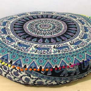 Weekend Sale 35&quot; Soft Mandala Large Floor Pillow Cover Meditation Cushion Seating Cover Hippie Decorative Bohemian Pouf Bohemian Indian Pouf