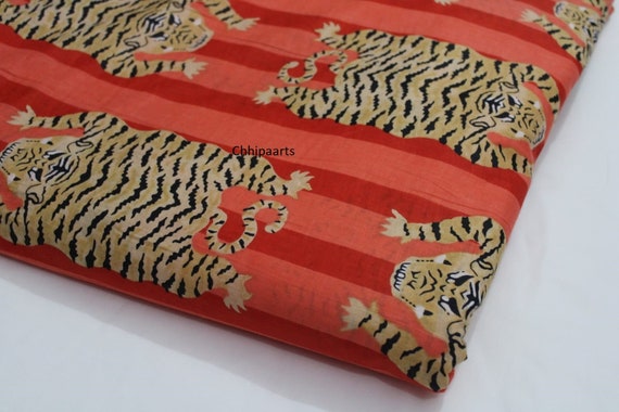 Tissu Coton Indien Imprimé Main Bagru 5 Yards - Naturel Floral Rose - 45" De Large