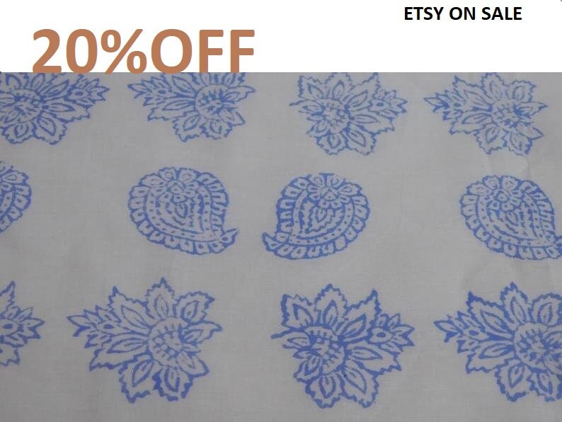 2 Yard 100/% Pure Indian Paisley Handmade Block Cotton Fabric Garment Fabric Sanganeri Hand Block Print Fabric ! Cloth Material Fabric