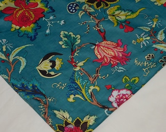 Floral Hand Block Print Cotton Fabric - Soft Lightweight Dressmaking