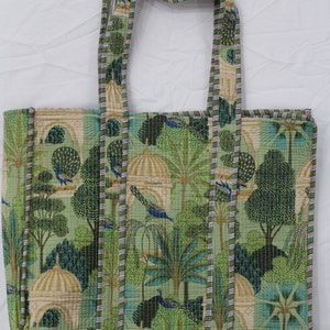 Neue gesteppte Baumwolle handbedruckt reversibel große Pfau Print Einkaufstasche Umweltfreundliche nachhaltige robuste Einkaufstasche handgemachte Boho-Tasche
